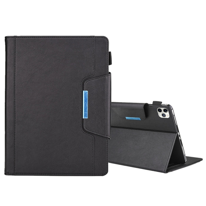 Para iPad Pro 11 (2020) y (2018) Big Metal Button Business Tablet PC Funda protectora de cuero con soporte y ranura para tarjeta y portafotos y billetera