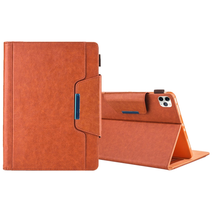 Para iPad Pro 11 (2020) y (2018) Big Metal Button Business Tablet PC Funda protectora de cuero con soporte y ranura para tarjeta y portafotos y billetera