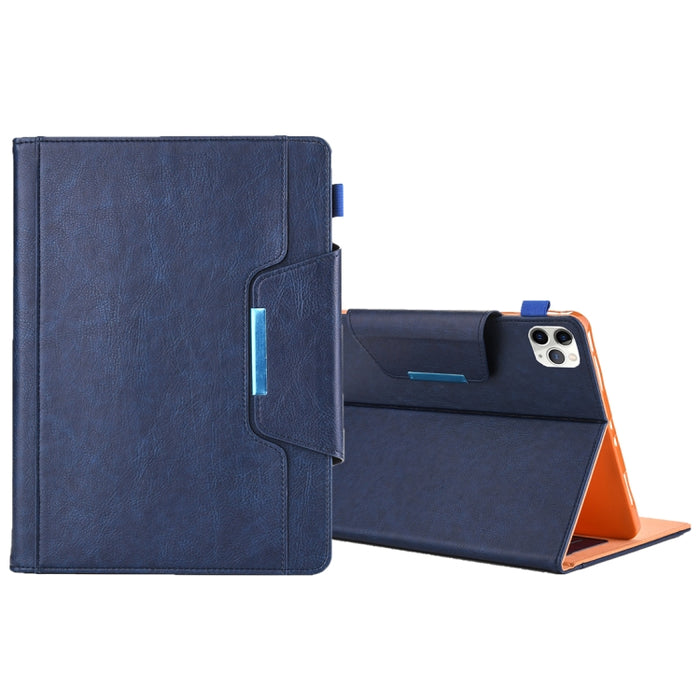 Para iPad Pro 11 (2020) y (2018) Big Metal Button Business Tablet PC Funda protectora de cuero con soporte y ranura para tarjeta y portafotos y billetera