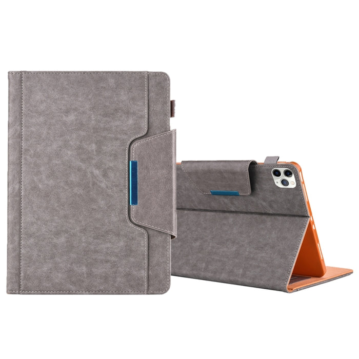 Para iPad Pro 11 (2020) y (2018) Big Metal Button Business Tablet PC Funda protectora de cuero con soporte y ranura para tarjeta y portafotos y billetera
