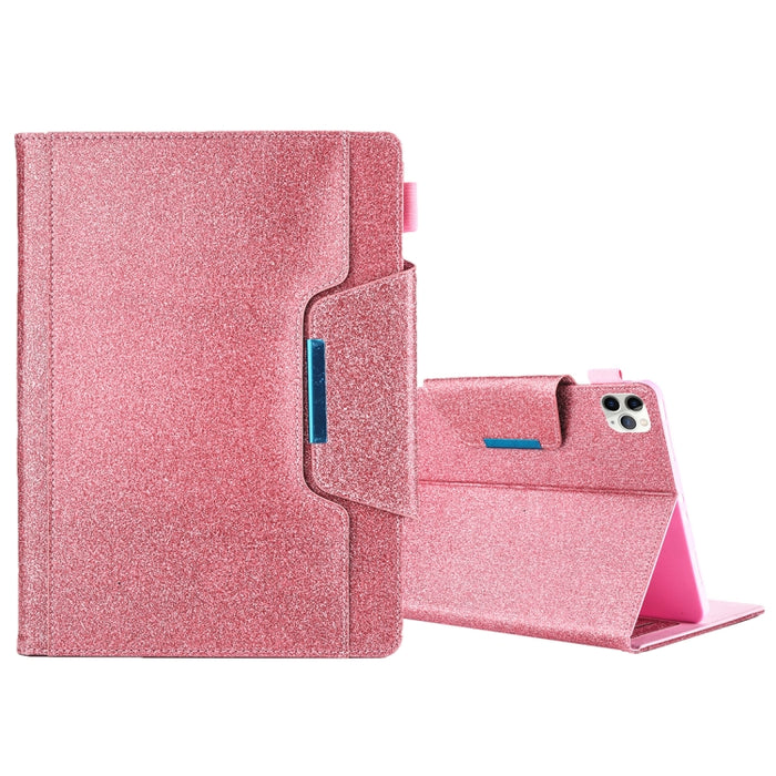 Para iPad Pro 11 (2020) y (2018) Big Metal Button Business Tablet PC Funda protectora de cuero con soporte y ranura para tarjeta y portafotos y billetera
