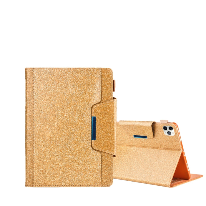 Para iPad Pro 11 (2020) y (2018) Big Metal Button Business Tablet PC Funda protectora de cuero con soporte y ranura para tarjeta y portafotos y billetera