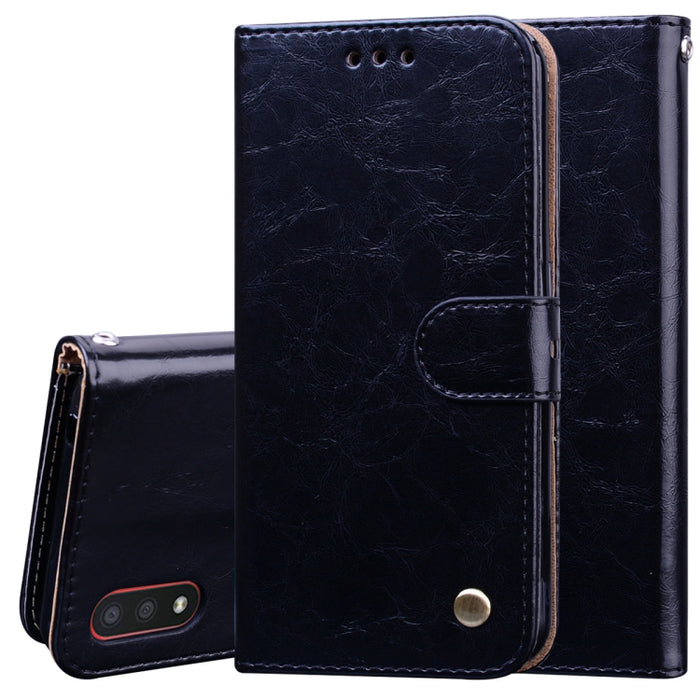 Estuche de cuero con tapa horizontal con textura de cera de aceite de estilo comercial, con soporte y ranuras para tarjetas y billetera, For Samsung Galaxy A01, For Samsung Galaxy A51, For Samsung Galaxy A71, For Samsung Galaxy A81 / Note 10 Lite      ...