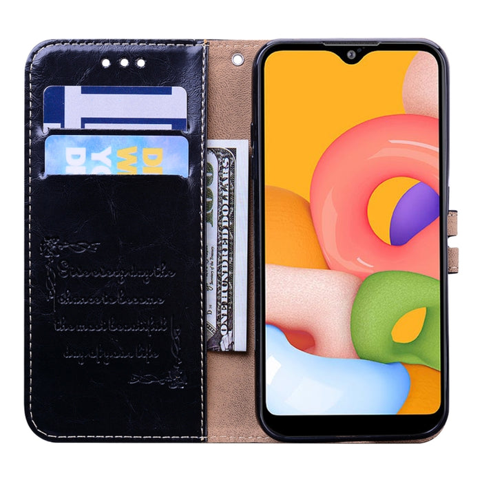 Estuche de cuero con tapa horizontal con textura de cera de aceite de estilo comercial, con soporte y ranuras para tarjetas y billetera, For Samsung Galaxy A01, For Samsung Galaxy A51, For Samsung Galaxy A71, For Samsung Galaxy A81 / Note 10 Lite      ...