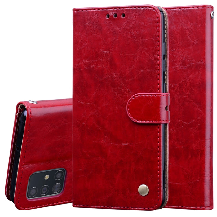Estuche de cuero con tapa horizontal con textura de cera de aceite de estilo comercial, con soporte y ranuras para tarjetas y billetera, For Samsung Galaxy A01, For Samsung Galaxy A51, For Samsung Galaxy A71, For Samsung Galaxy A81 / Note 10 Lite      ...