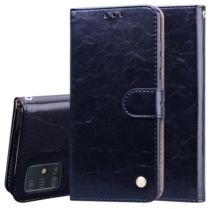 Estuche de cuero con tapa horizontal con textura de cera de aceite de estilo comercial, con soporte y ranuras para tarjetas y billetera, For Samsung Galaxy A01, For Samsung Galaxy A51, For Samsung Galaxy A71, For Samsung Galaxy A81 / Note 10 Lite      ...