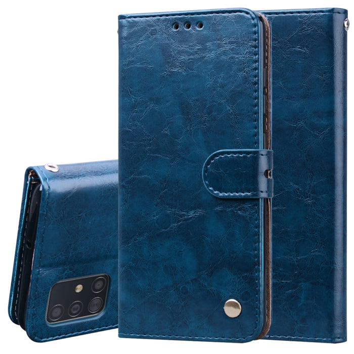 Estuche de cuero con tapa horizontal con textura de cera de aceite de estilo comercial, con soporte y ranuras para tarjetas y billetera, For Samsung Galaxy A01, For Samsung Galaxy A51, For Samsung Galaxy A71, For Samsung Galaxy A81 / Note 10 Lite      ...