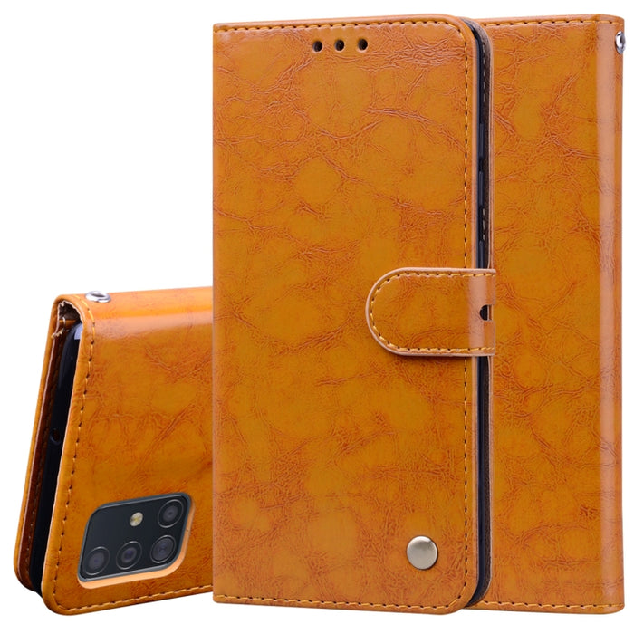 Estuche de cuero con tapa horizontal con textura de cera de aceite de estilo comercial, con soporte y ranuras para tarjetas y billetera, For Samsung Galaxy A01, For Samsung Galaxy A51, For Samsung Galaxy A71, For Samsung Galaxy A81 / Note 10 Lite      ...