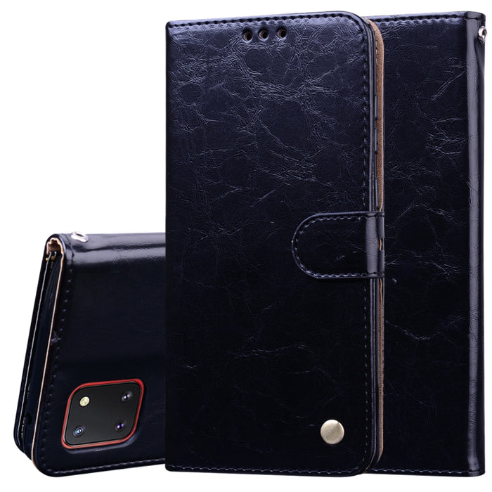 Estuche de cuero con tapa horizontal con textura de cera de aceite de estilo comercial, con soporte y ranuras para tarjetas y billetera, For Samsung Galaxy A01, For Samsung Galaxy A51, For Samsung Galaxy A71, For Samsung Galaxy A81 / Note 10 Lite      ...