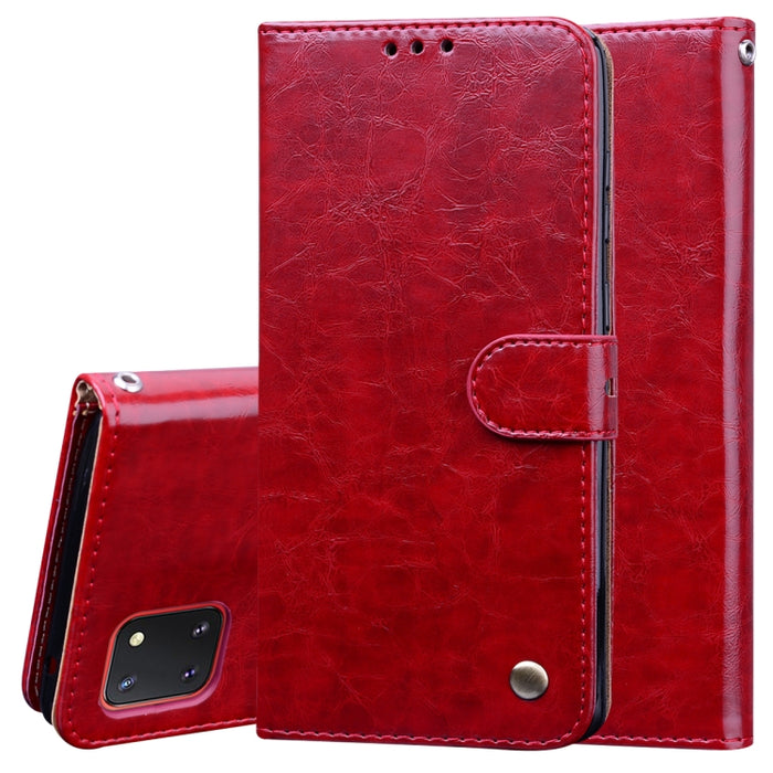Estuche de cuero con tapa horizontal con textura de cera de aceite de estilo comercial, con soporte y ranuras para tarjetas y billetera, For Samsung Galaxy A01, For Samsung Galaxy A51, For Samsung Galaxy A71, For Samsung Galaxy A81 / Note 10 Lite      ...