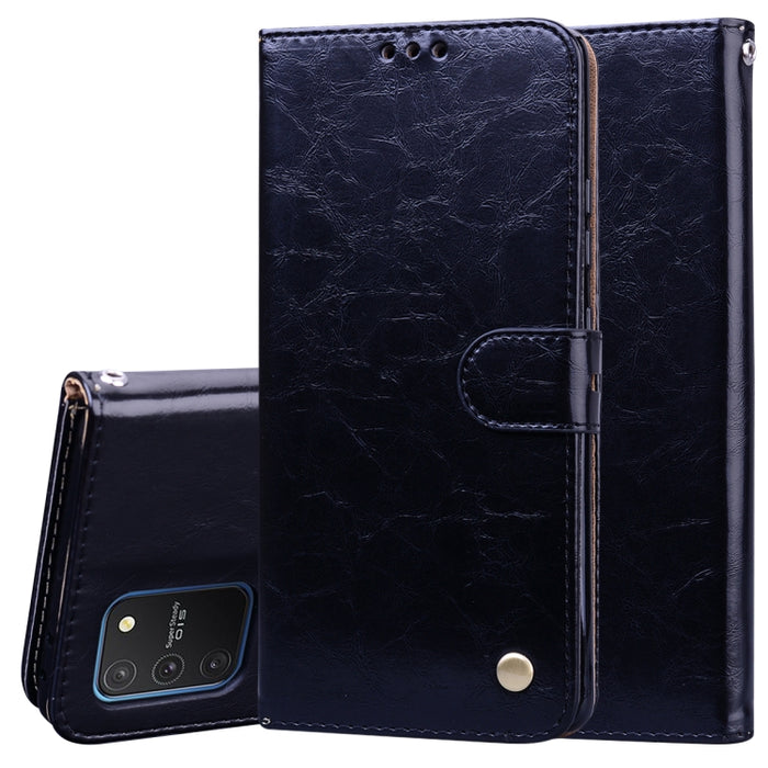 Estuche de cuero con tapa horizontal con textura de cera de aceite de estilo comercial, con soporte y ranuras para tarjetas y billetera, For Samsung Galaxy A01, For Samsung Galaxy A51, For Samsung Galaxy A71, For Samsung Galaxy A81 / Note 10 Lite      ...