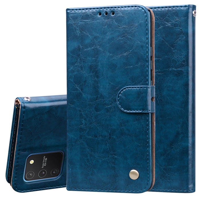 Estuche de cuero con tapa horizontal con textura de cera de aceite de estilo comercial, con soporte y ranuras para tarjetas y billetera, For Samsung Galaxy A01, For Samsung Galaxy A51, For Samsung Galaxy A71, For Samsung Galaxy A81 / Note 10 Lite      ...