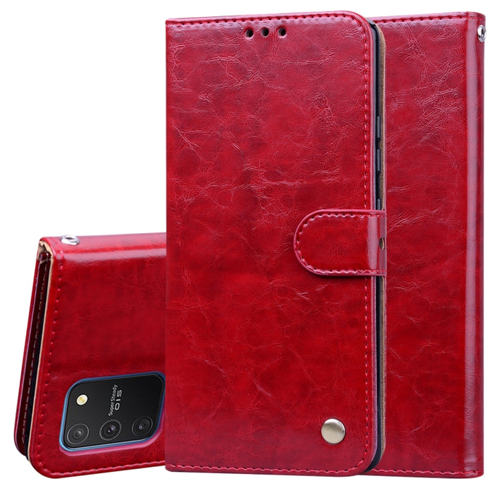 Estuche de cuero con tapa horizontal con textura de cera de aceite de estilo comercial, con soporte y ranuras para tarjetas y billetera, For Samsung Galaxy A01, For Samsung Galaxy A51, For Samsung Galaxy A71, For Samsung Galaxy A81 / Note 10 Lite      ...