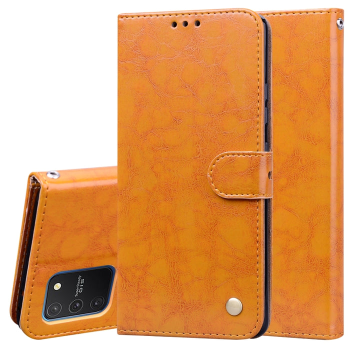 Estuche de cuero con tapa horizontal con textura de cera de aceite de estilo comercial, con soporte y ranuras para tarjetas y billetera, For Samsung Galaxy A01, For Samsung Galaxy A51, For Samsung Galaxy A71, For Samsung Galaxy A81 / Note 10 Lite      ...
