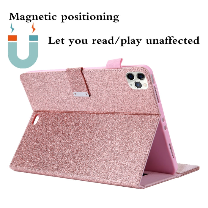 Para iPad Pro 11 (2020) y (2018) Pequeño botón de metal Atracción magnética Tablet PC Estuche protector de cuero con soporte deformable y manija y ranuras para tarjetas y ranura para bolígrafo y función de suspensión / activación