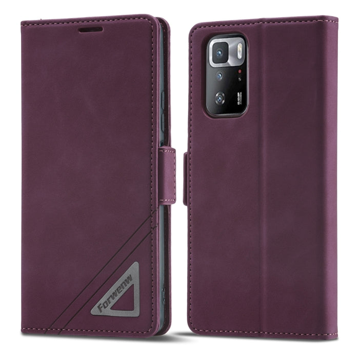 Estuche para teléfono de cuero con hebilla de doble cara Forwenw, For Xiaomi Redmi Note 10 Pro / Note 10 Pro Max, For Xiaomi Poco X4 Pro 5G, For Xiaomi Poco M4 Pro 4G, For Xiaomi Poco X3 Pro / X3 / X3 NFC, For Xiaomi Mi 11 Lite