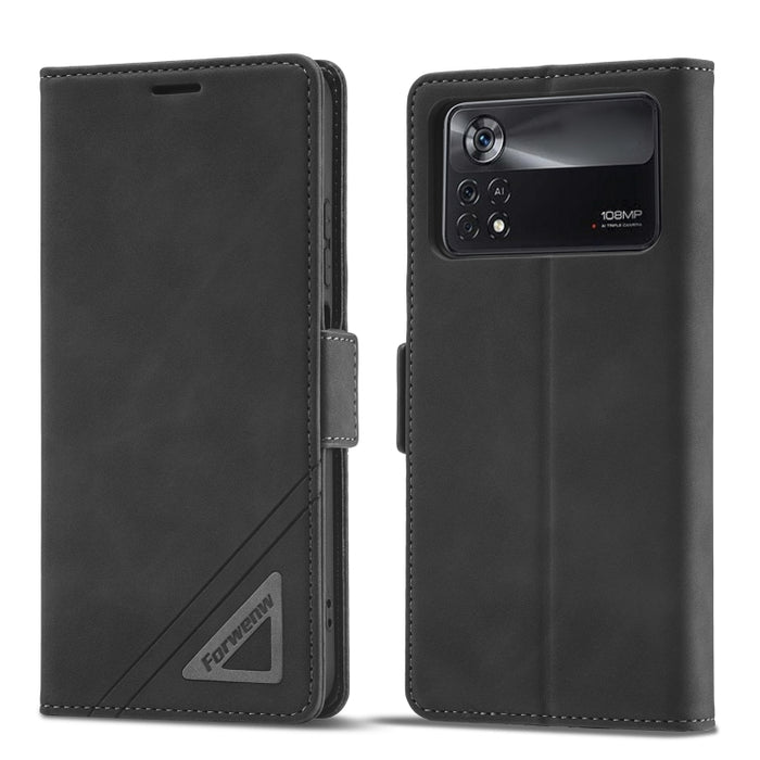 Estuche para teléfono de cuero con hebilla de doble cara Forwenw, For Xiaomi Redmi Note 10 Pro / Note 10 Pro Max, For Xiaomi Poco X4 Pro 5G, For Xiaomi Poco M4 Pro 4G, For Xiaomi Poco X3 Pro / X3 / X3 NFC, For Xiaomi Mi 11 Lite