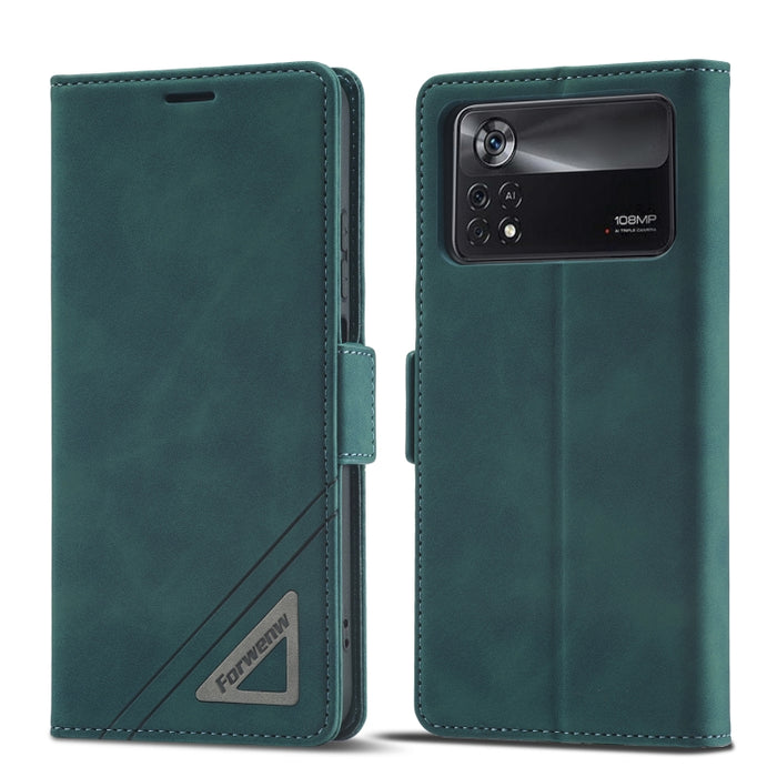 Estuche para teléfono de cuero con hebilla de doble cara Forwenw, For Xiaomi Redmi Note 10 Pro / Note 10 Pro Max, For Xiaomi Poco X4 Pro 5G, For Xiaomi Poco M4 Pro 4G, For Xiaomi Poco X3 Pro / X3 / X3 NFC, For Xiaomi Mi 11 Lite