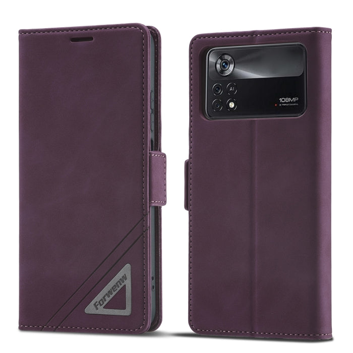 Estuche para teléfono de cuero con hebilla de doble cara Forwenw, For Xiaomi Redmi Note 10 Pro / Note 10 Pro Max, For Xiaomi Poco X4 Pro 5G, For Xiaomi Poco M4 Pro 4G, For Xiaomi Poco X3 Pro / X3 / X3 NFC, For Xiaomi Mi 11 Lite