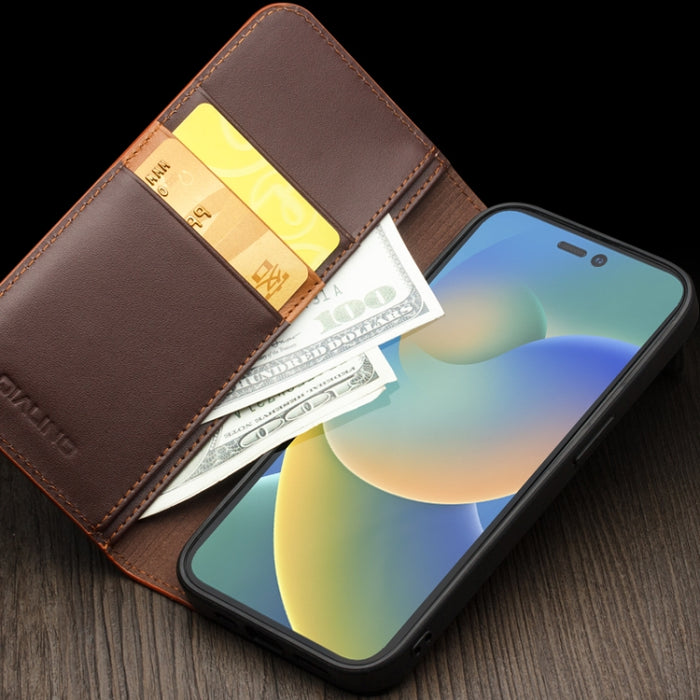Estuche para teléfono de PU con tapa horizontal comercial QIALINO