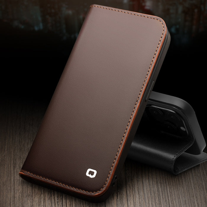 Estuche para teléfono de PU con tapa horizontal comercial QIALINO