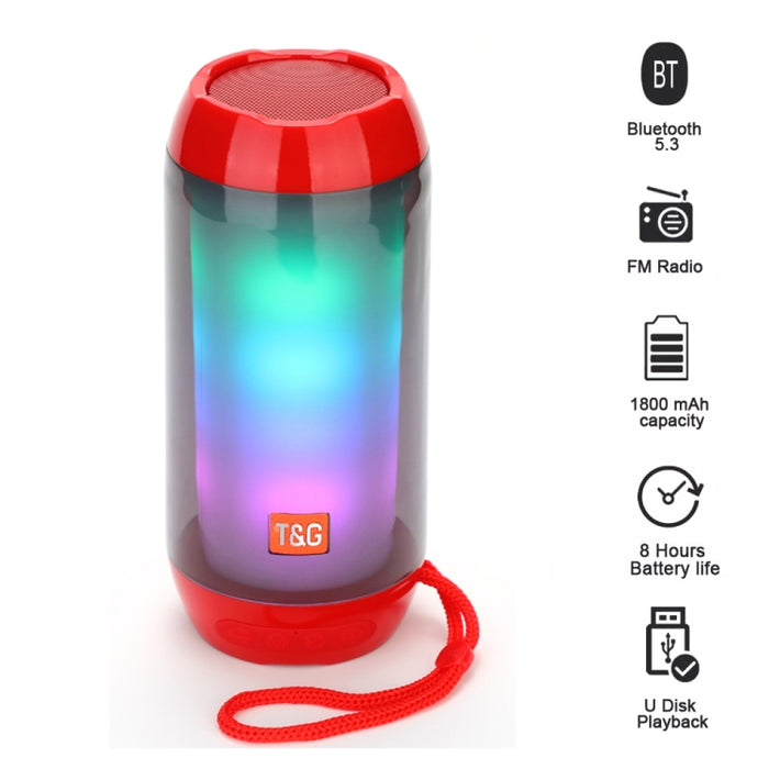 T&G TG643 Altavoz Bluetooth inalámbrico Subwoofer impermeable con luz LED portátil