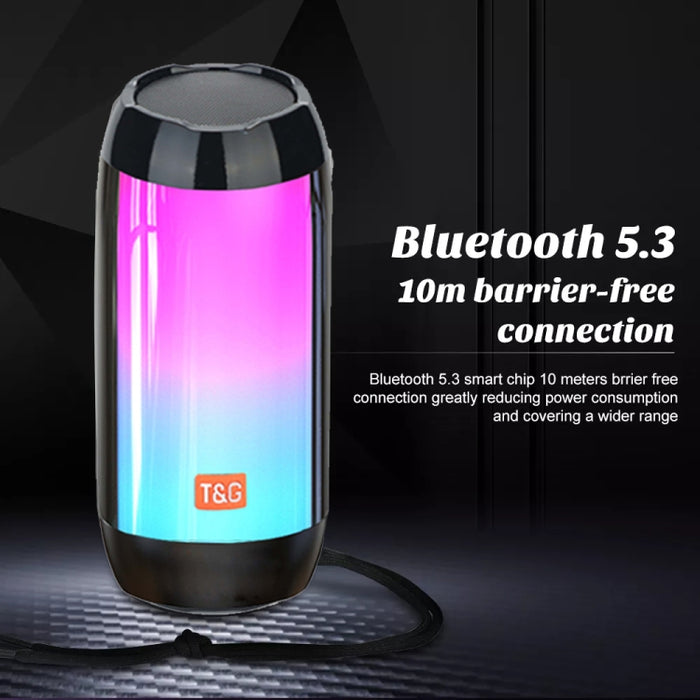 T&G TG643 Altavoz Bluetooth inalámbrico Subwoofer impermeable con luz LED portátil