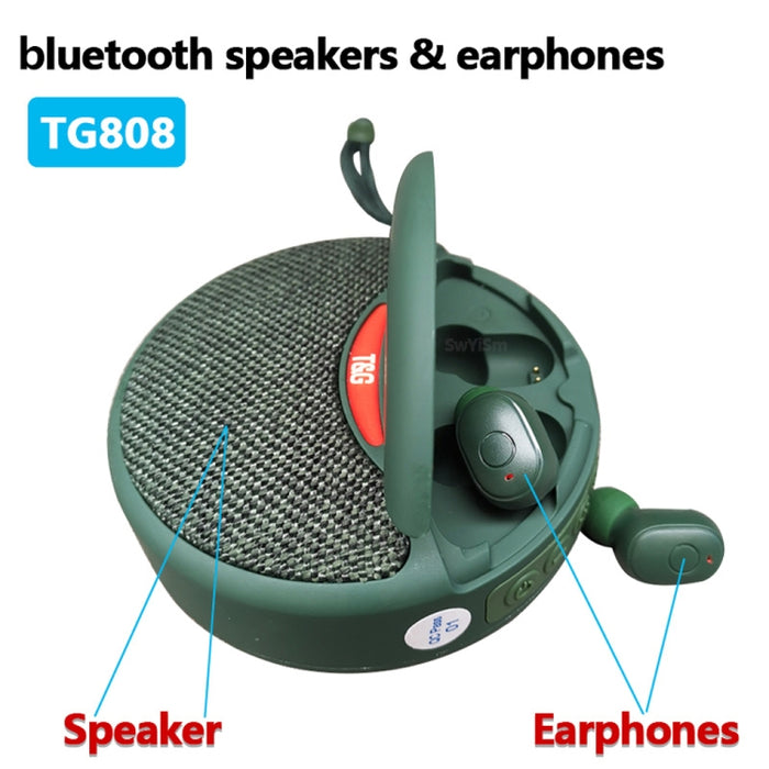 T&G TG808 2 en 1 Mini altavoz inalámbrico Bluetooth Auriculares inalámbricos