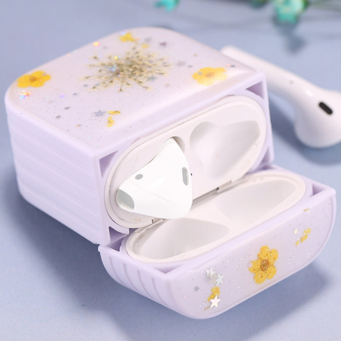 Para AirPods 1 / 2 Estuche protector para auriculares inalámbricos con patrón de flores de Gypsophila