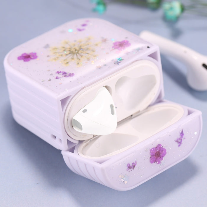 Para AirPods 1 / 2 Estuche protector para auriculares inalámbricos con patrón de flores de Gypsophila