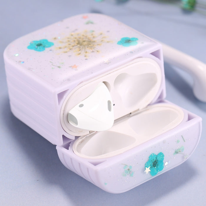 Para AirPods 1 / 2 Estuche protector para auriculares inalámbricos con patrón de flores de Gypsophila