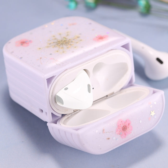 Para AirPods 1 / 2 Estuche protector para auriculares inalámbricos con patrón de flores de Gypsophila