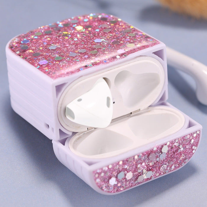 Para AirPods 1 / 2 Estuche protector para auriculares inalámbricos con lentejuelas brillantes