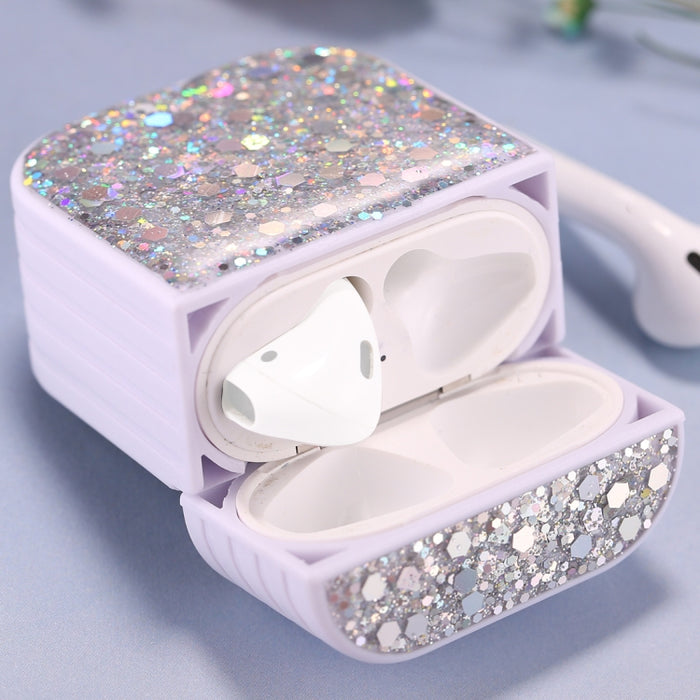 Para AirPods 1 / 2 Estuche protector para auriculares inalámbricos con lentejuelas brillantes