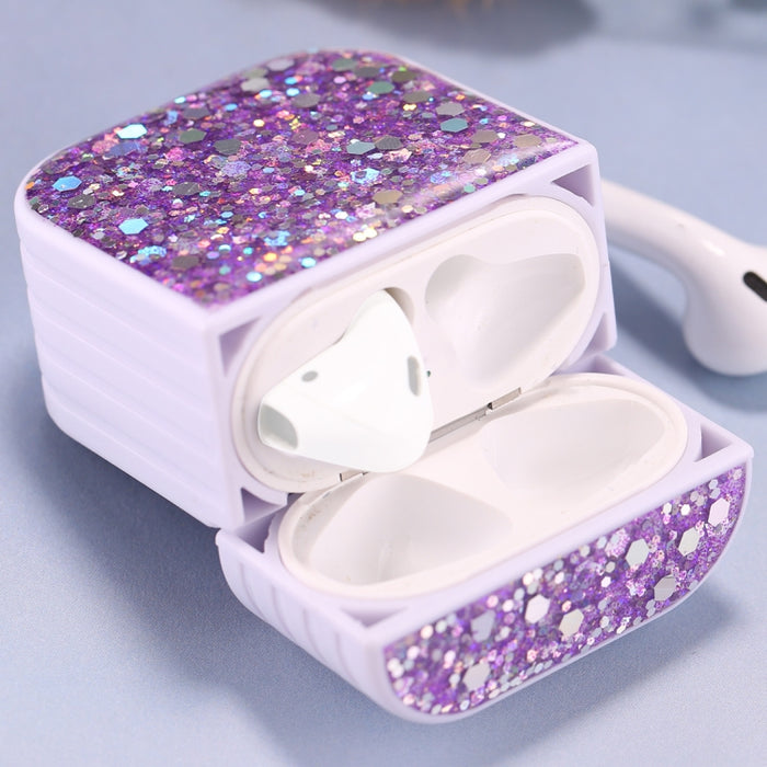 Para AirPods 1 / 2 Estuche protector para auriculares inalámbricos con lentejuelas brillantes