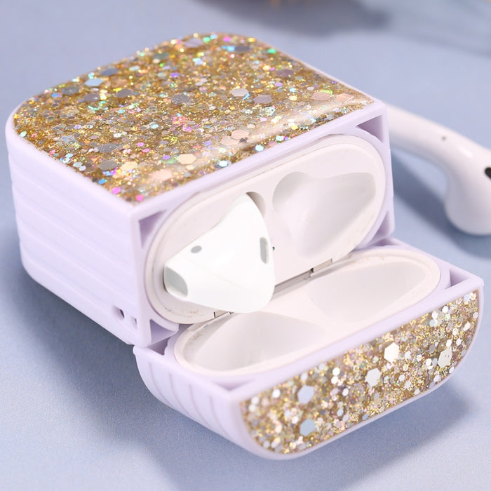Para AirPods 1 / 2 Estuche protector para auriculares inalámbricos con lentejuelas brillantes