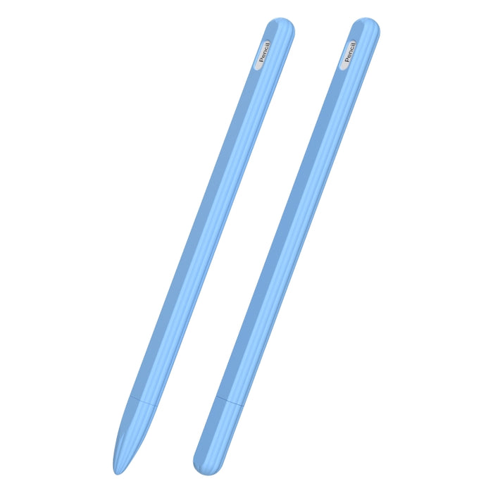 Estuche de lápiz óptico de silicona líquida rayada 3 en 1 con dos tapas en las puntas