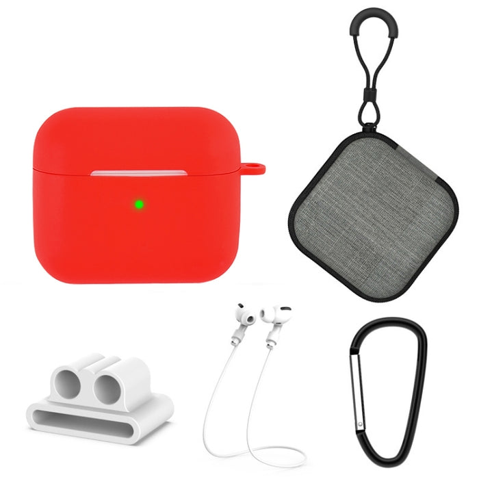 Funda protectora de silicona 5 en 1 para auriculares + bolsa para auriculares + hebilla para auriculares + gancho + juego de cuerda antipérdida
