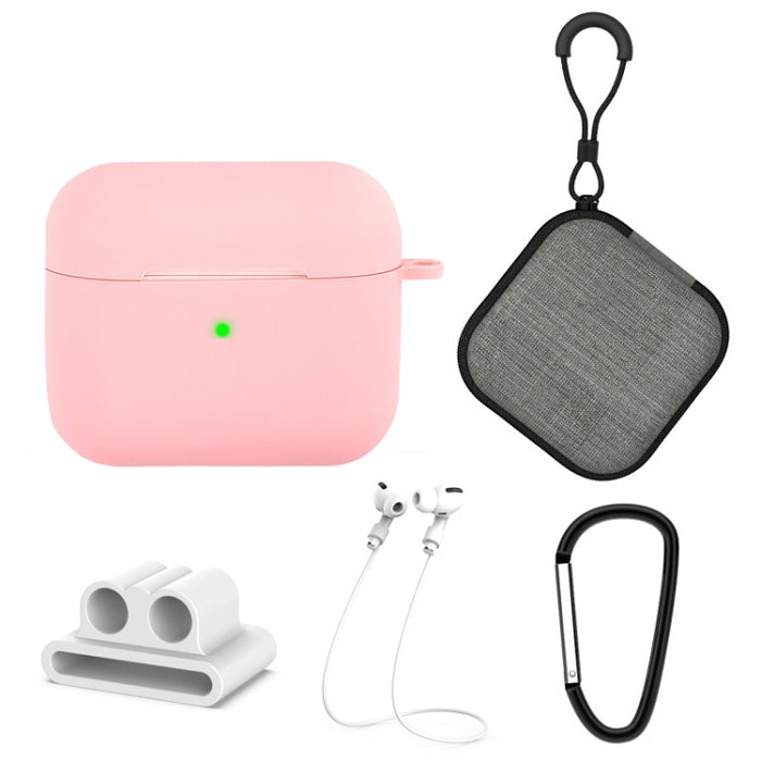Funda protectora de silicona 5 en 1 para auriculares + bolsa para auriculares + hebilla para auriculares + gancho + juego de cuerda antipérdida