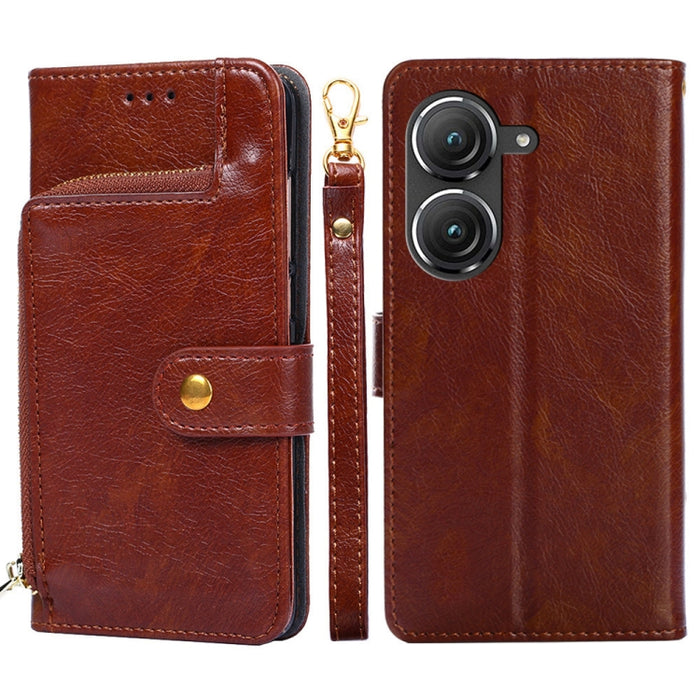 Funda de cuero con cremallera para teléfono, For OnePlus Ace Pro 5G, For TCL 305i, For Xiaomi Redmi K50 Ultra/Xiaomi 12T/Xiaomi 12T Pro, For Asus Zenfone 9, For Huawei nova Y90 4G