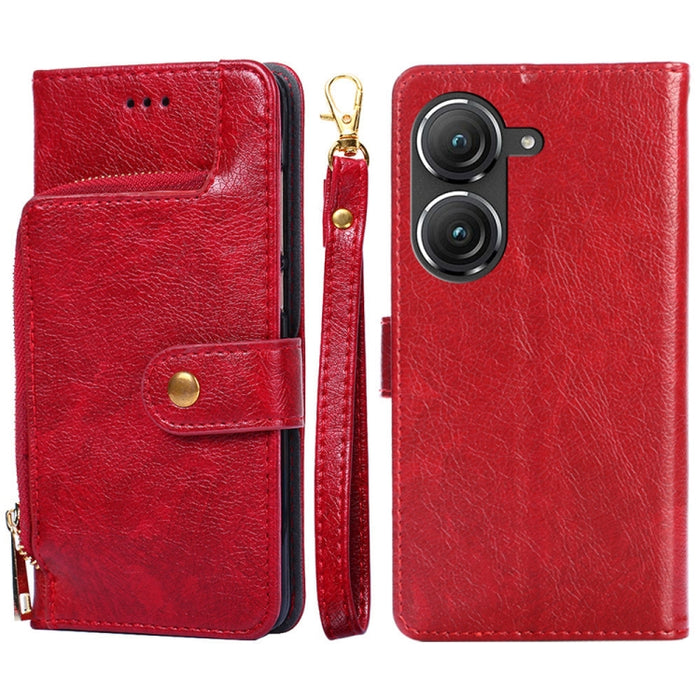 Funda de cuero con cremallera para teléfono, For OnePlus Ace Pro 5G, For TCL 305i, For Xiaomi Redmi K50 Ultra/Xiaomi 12T/Xiaomi 12T Pro, For Asus Zenfone 9, For Huawei nova Y90 4G