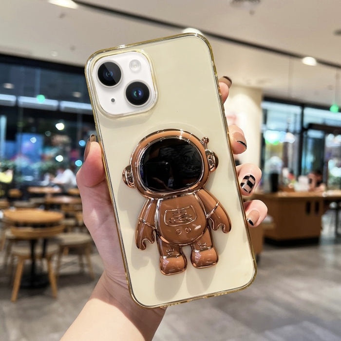 Estuche para teléfono de TPU con soporte de astronauta enchapado
