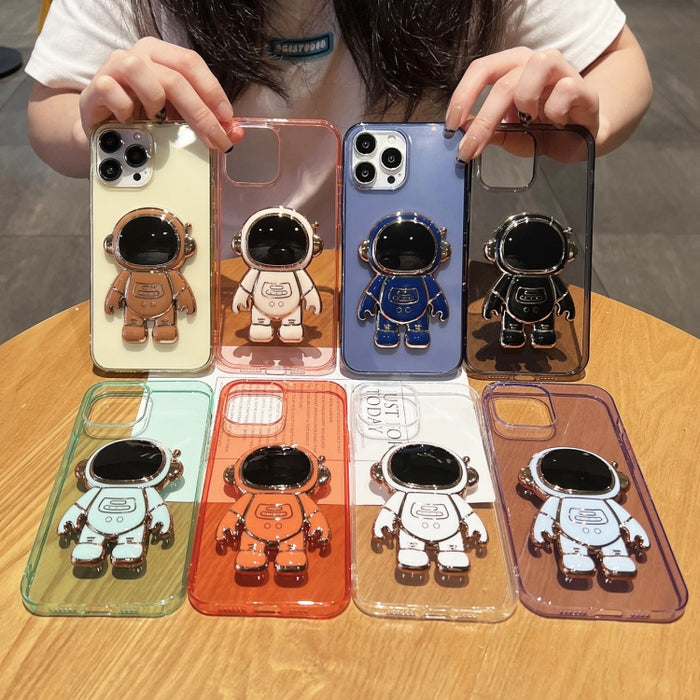 Estuche para teléfono de TPU con soporte de astronauta enchapado