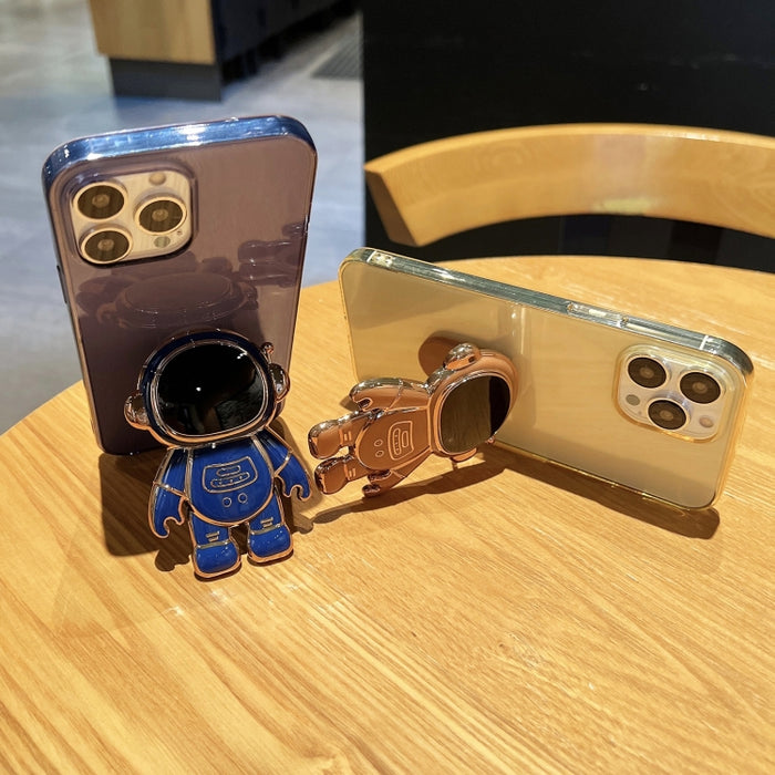 Estuche para teléfono de TPU con soporte de astronauta enchapado