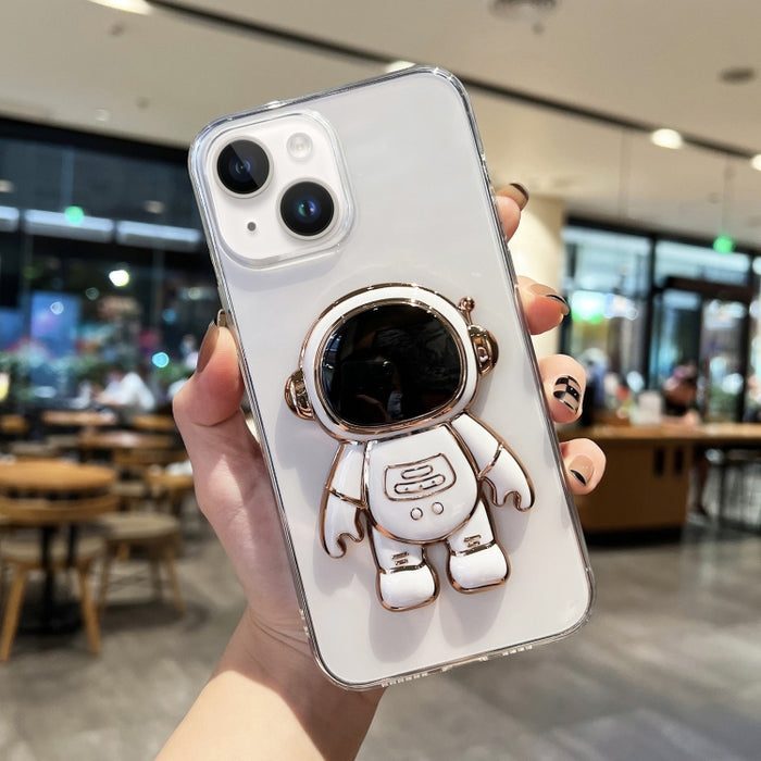 Estuche para teléfono de TPU con soporte de astronauta enchapado