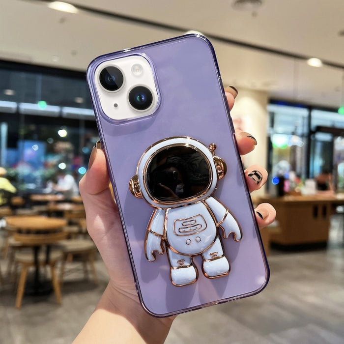 Estuche para teléfono de TPU con soporte de astronauta enchapado
