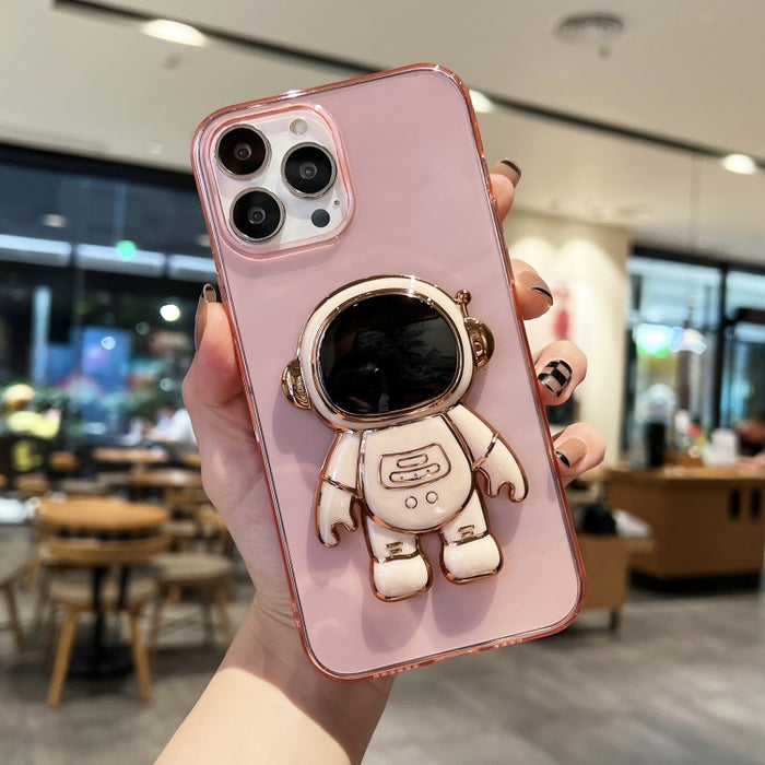 Estuche para teléfono de TPU con soporte de astronauta enchapado