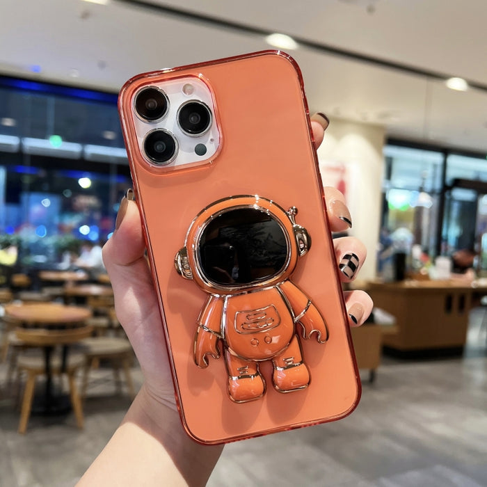 Estuche para teléfono de TPU con soporte de astronauta enchapado