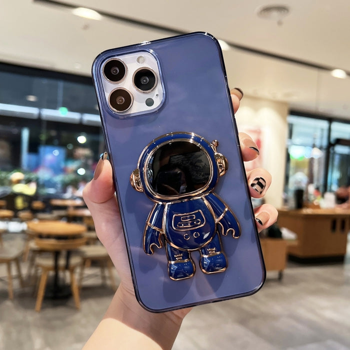 Estuche para teléfono de TPU con soporte de astronauta enchapado
