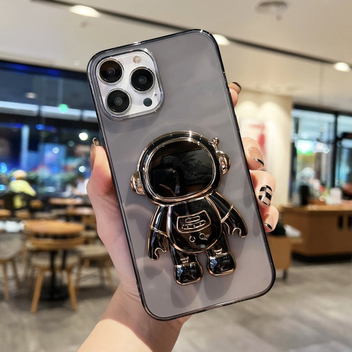 Estuche para teléfono de TPU con soporte de astronauta enchapado